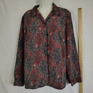 Vintage Donnkenny Paisley Patterned Button-Up Shirt Large